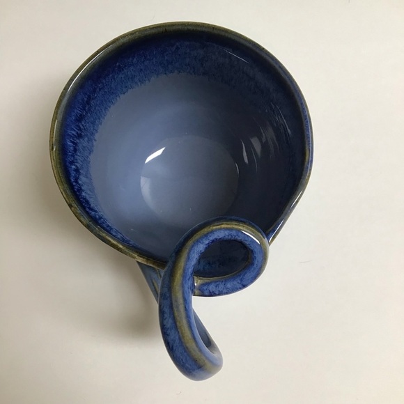 Studio Art Pottery Coffee Mug SIGNED Blue Twist Handle Stone Melbourne Florida - Picture 14 of 15
